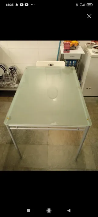 Mesa de cocina cristal y metal