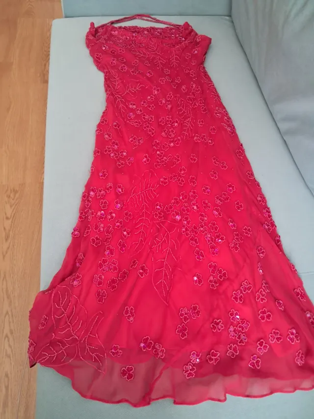 Vestido fiesta lentejuelas flores