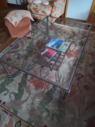 Mesa de centro hierro forjado y cristal