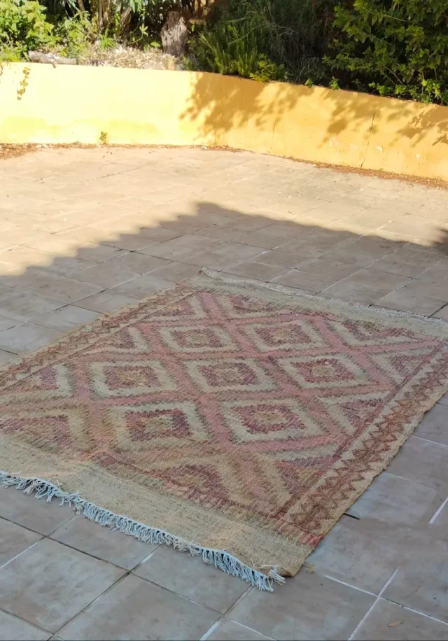 Tapete de salão/quarto bege e rosa