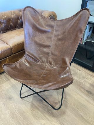 Silla BKF cuero marrón patas hierro