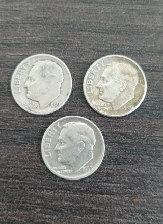 3 Monedas de Plata - Dimes