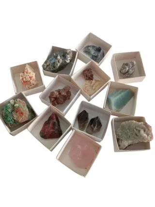Collezione di 12 Minerali Naturali