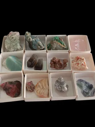 Collezione di 12 Minerali Naturali