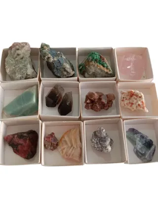 Collezione di 12 Minerali Naturali
