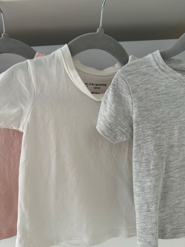 Lote 5 Camisetas Bebé Primark 3-6m y 6-9m