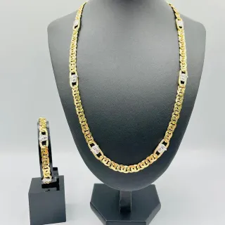 PULSERA TIPO CARTIER MEDUSA GRECA BICOLOR.Oro18K.