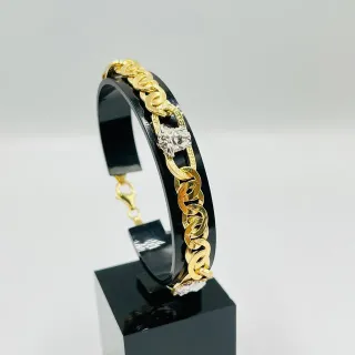 PULSERA TIPO CARTIER MEDUSA GRECA BICOLOR.Oro18K.