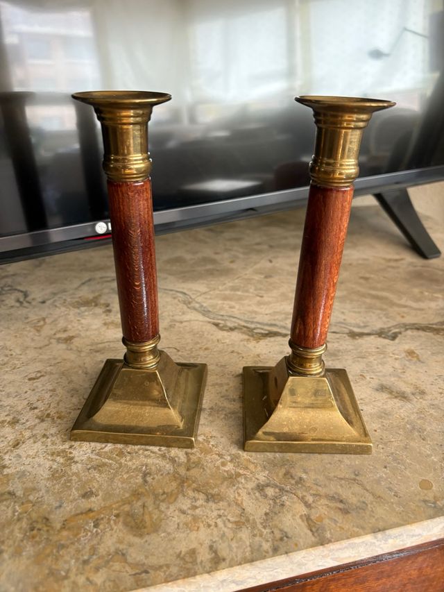 Candelabros Madera y Metal (2 unidades)