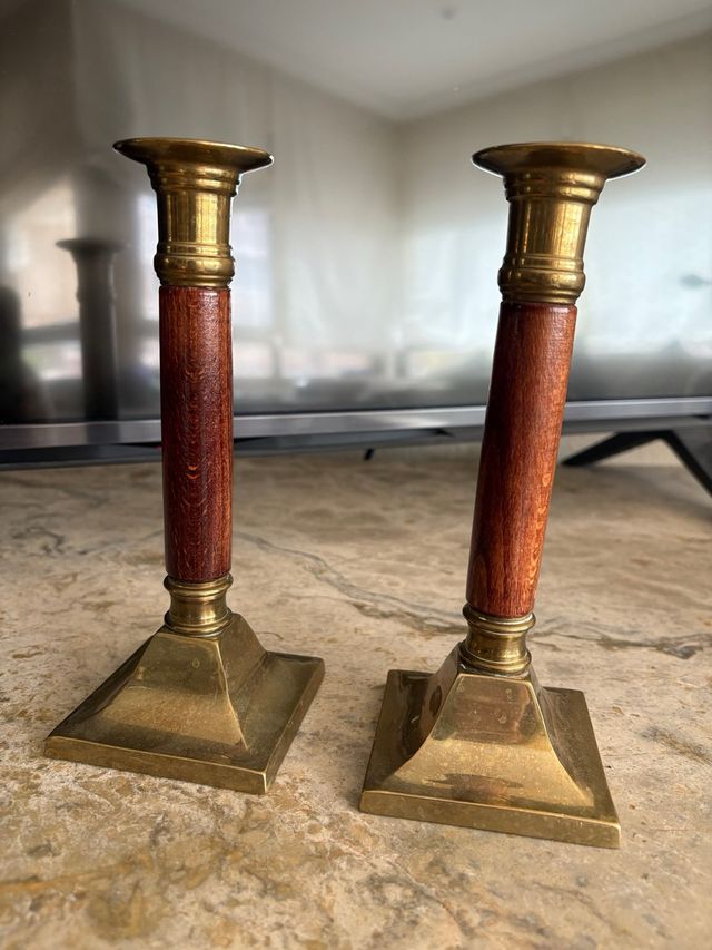 Candelabros Madera y Metal (2 unidades)