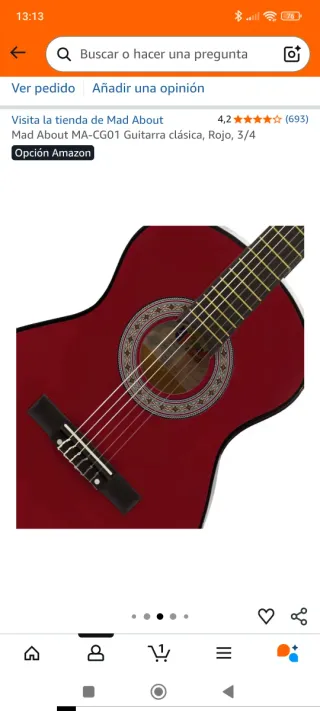 Guitarra Clásica Roja 3/4 Niños 9/11