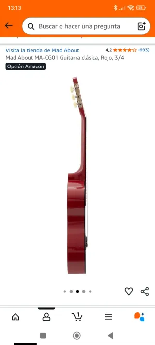 Guitarra Clásica Roja 3/4 Niños 9/11