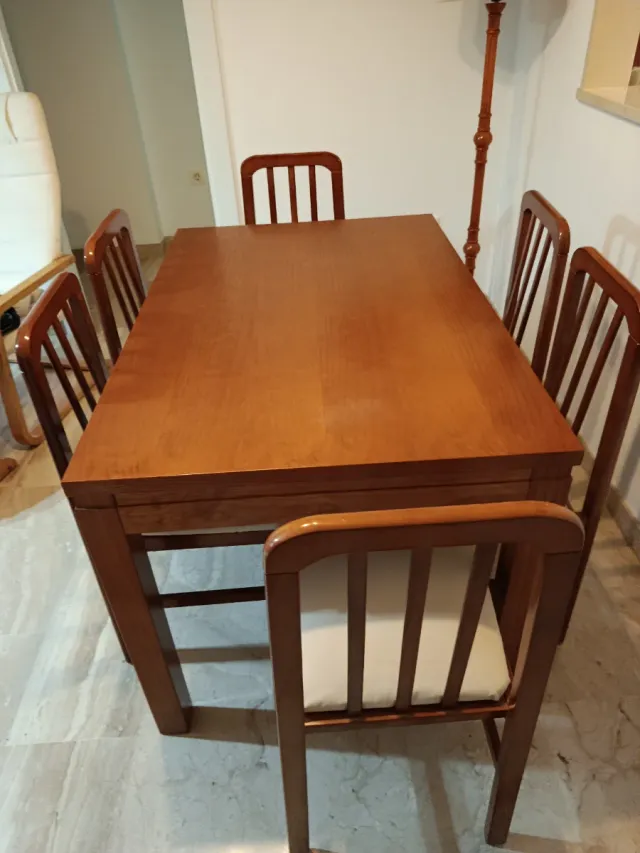 Mesa de comedor con 6 sillas de madera