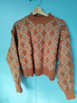 Maglione stile vintage rombi arancione