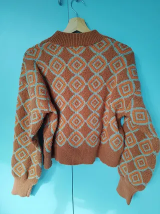 Maglione stile vintage rombi arancione