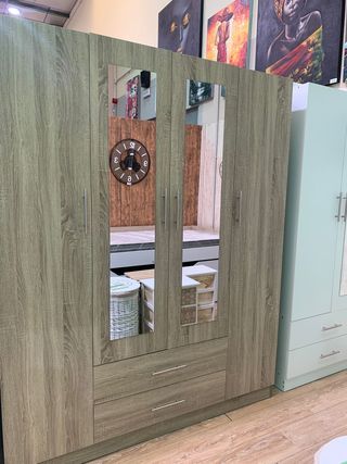 Armario 4 Puertas Madera Gris