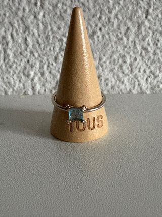 Anillo Tous Plata Piedra Azul Talla 12