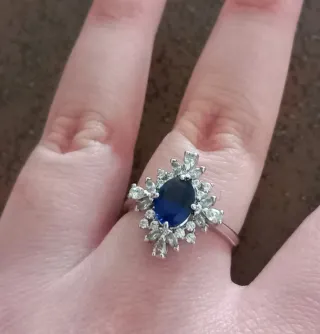 Anello argento e blu Swarovski