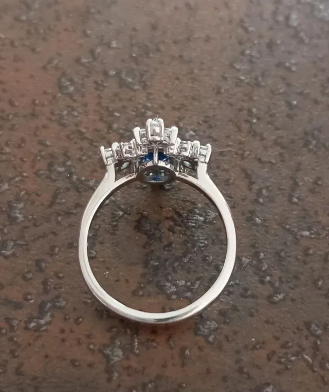 Anello argento e blu Swarovski