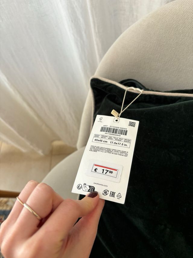 zara Home funda cojín terciopelo