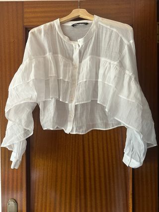 Camisa Zara Blanca Volantes