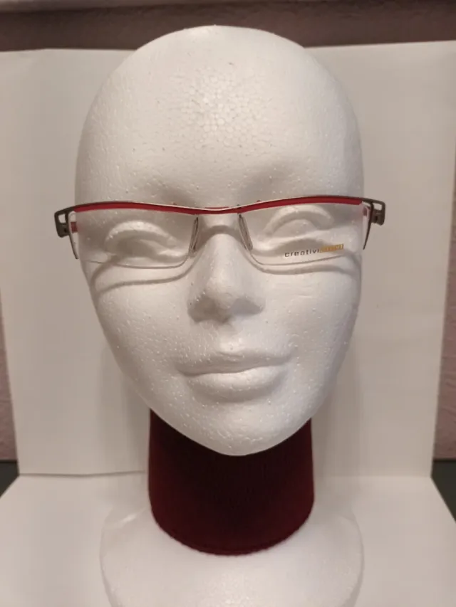 Montura de gafas Creative roja y plateada