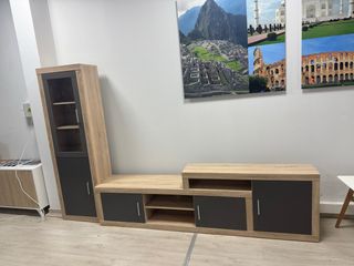 Mueble de salón completo madera y negro