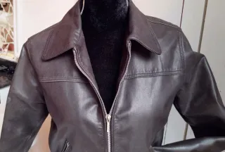 Cazadora Cuero Estilo Retro Marrón