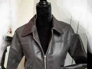 Cazadora Cuero Estilo Retro Marrón