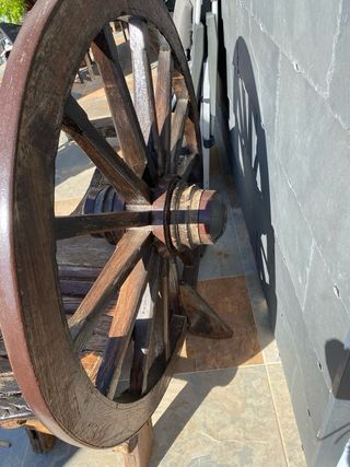 Banco Rueda Carro Antigua Madera