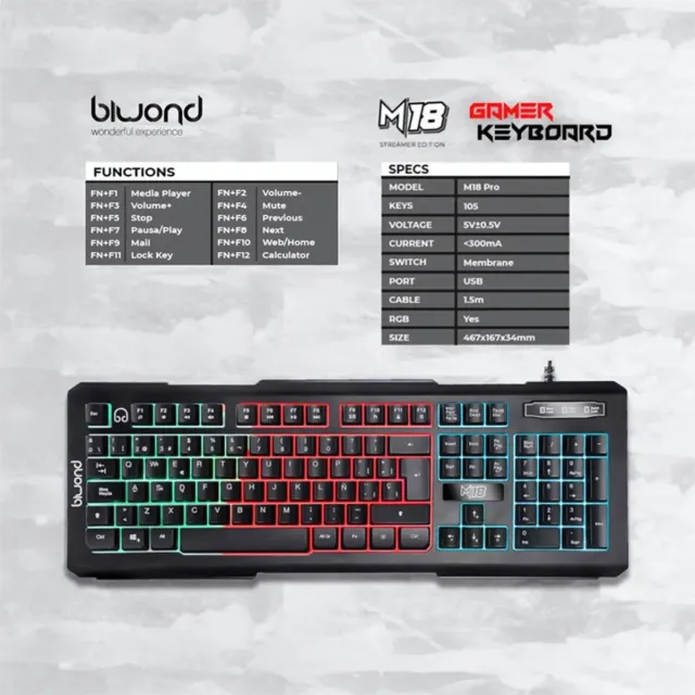 Teclado Gaming Biwond M18 Pro Streamer
