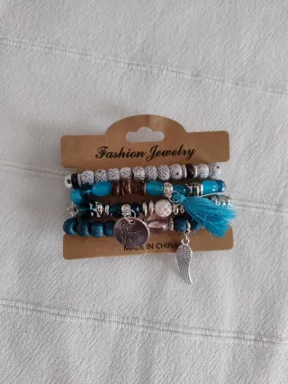 Lote 5 Pulseras Boho Azules Turquesa
