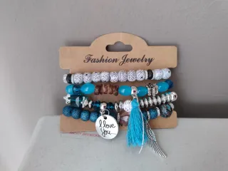 Lote 5 Pulseras Boho Azules Turquesa