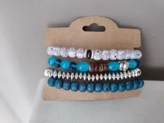 Lote 5 Pulseras Boho Azules Turquesa