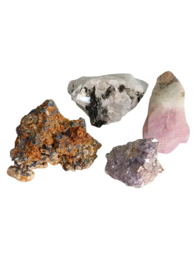 Piedra Luna, Kunzita, Lepidolita y Calcantita