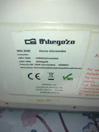 Microondas Grill Blanco