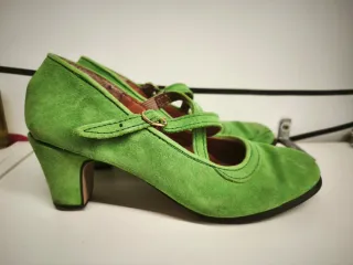 Zapatos flamenco profesional ante verde
