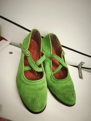 Zapatos flamenco profesional ante verde