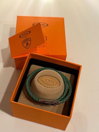 Pulsera Tod's x Lamborghini Cuero Trenzado Verde