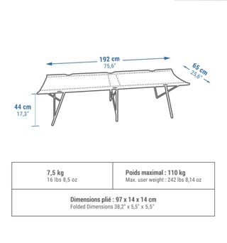 Cama plegable Quechua 190x65 cm