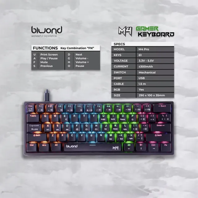 Teclado mecánico Gaming Biwond M4 Pro RGB