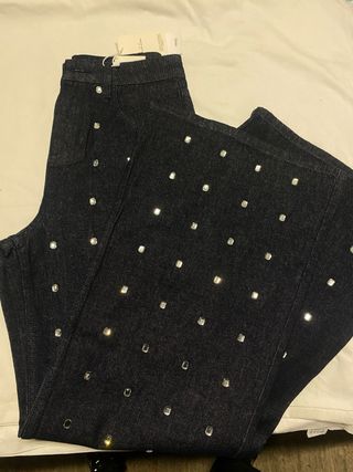 Pantalones vaqueros Mango anchos cristales