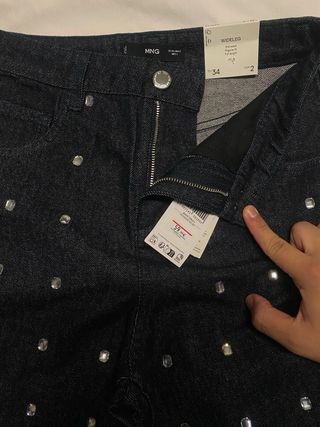 Pantalones vaqueros Mango anchos cristales