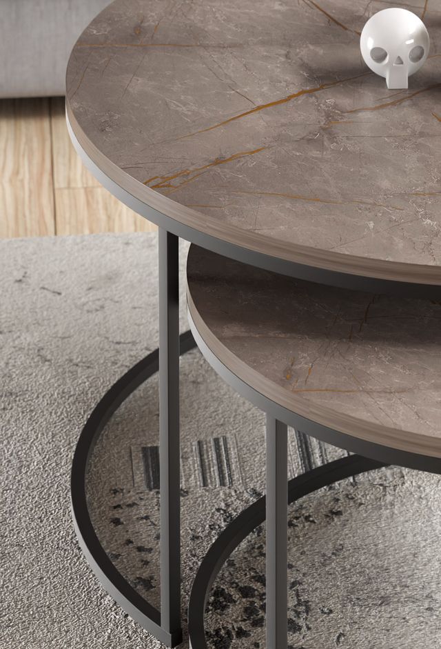 Tavoli Nido Tondi 2 Pezzi Grigi