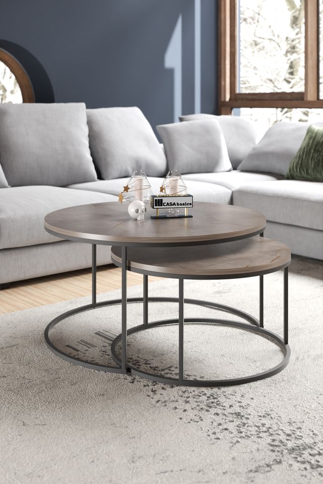 Tavoli Nido Tondi 2 Pezzi Grigi