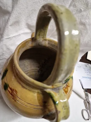 Brocca terracotta maiolicata Sec. XIX H. 30