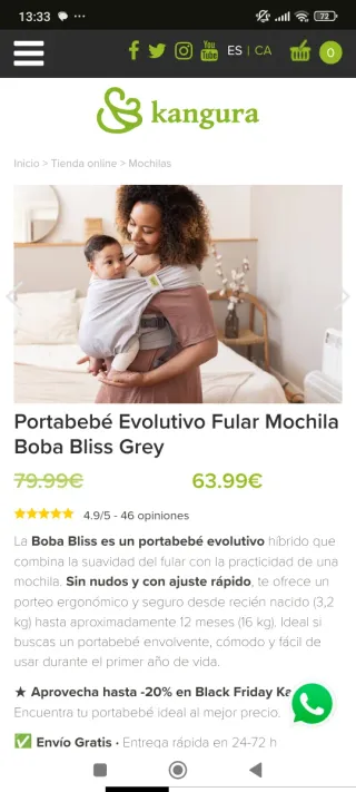 Mochila de porteo Boba