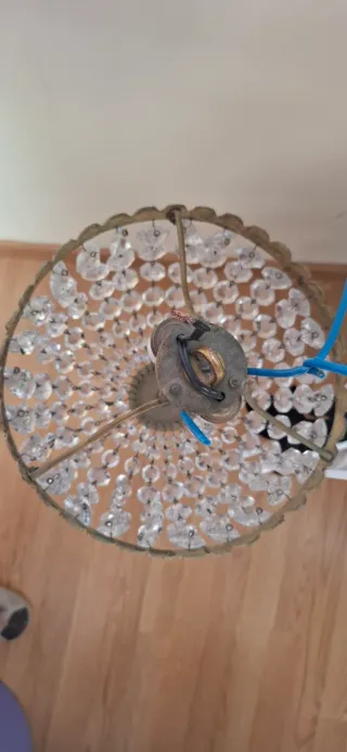 Lámpara colgante cristal y metal dorada