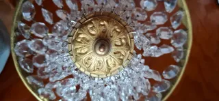 Lámpara colgante cristal y metal dorada