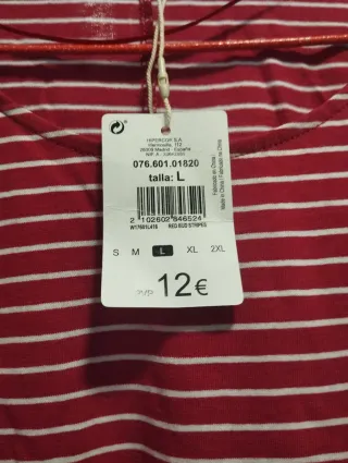 Camisón mujer rayas rojas y blancas talla L
